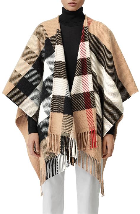 used burberry cape|burberry check wool cashmere cape.